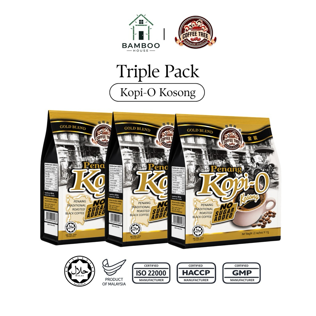 [TRIPLE PACK] Coffee Tree Penang Kopi-O Kosong (3 x 20’s x 11g)