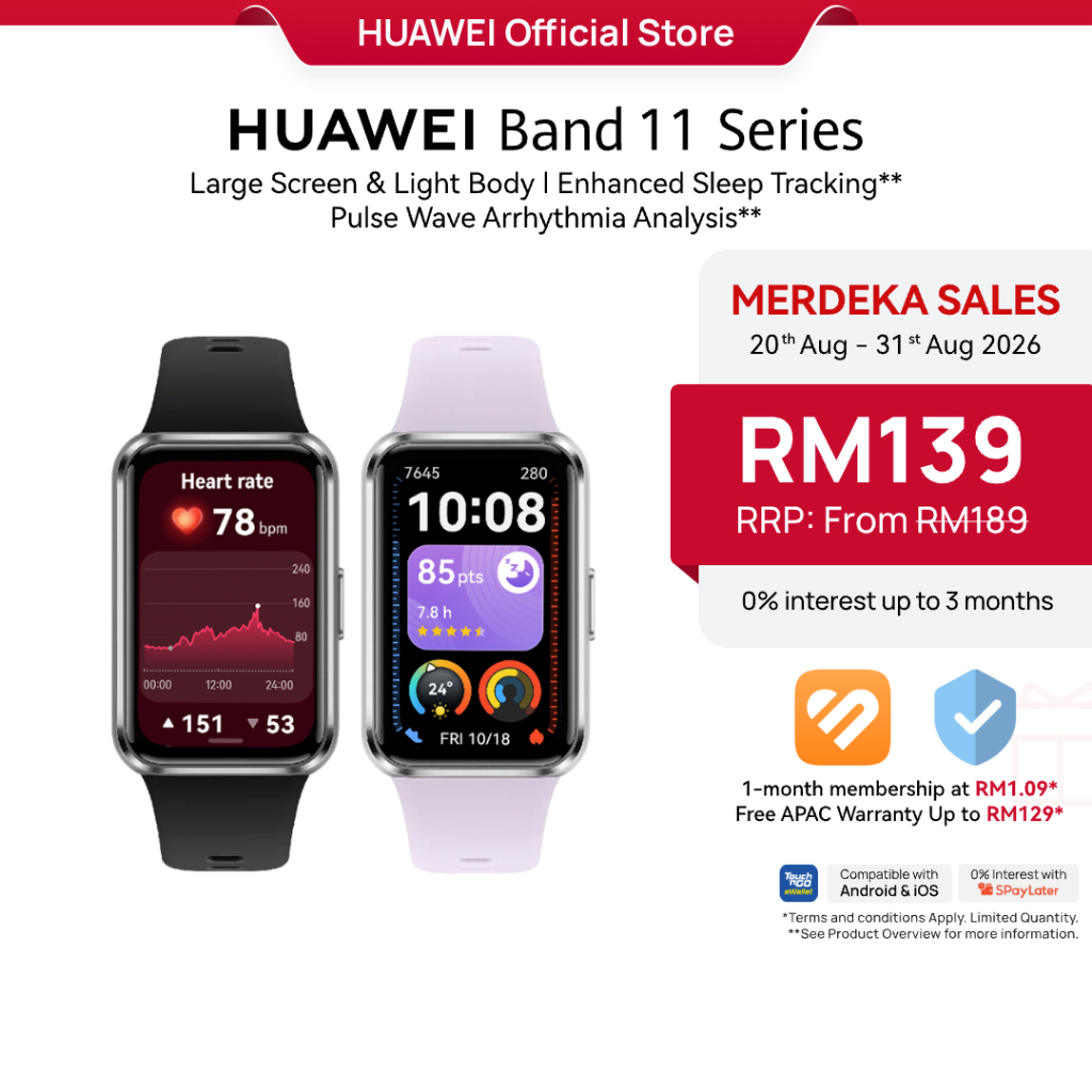 HUAWEI Band 11 Series Smartwatch l Large Display Light Body l TNG l Enhanced Sleep Tracking* l Heart Health Management