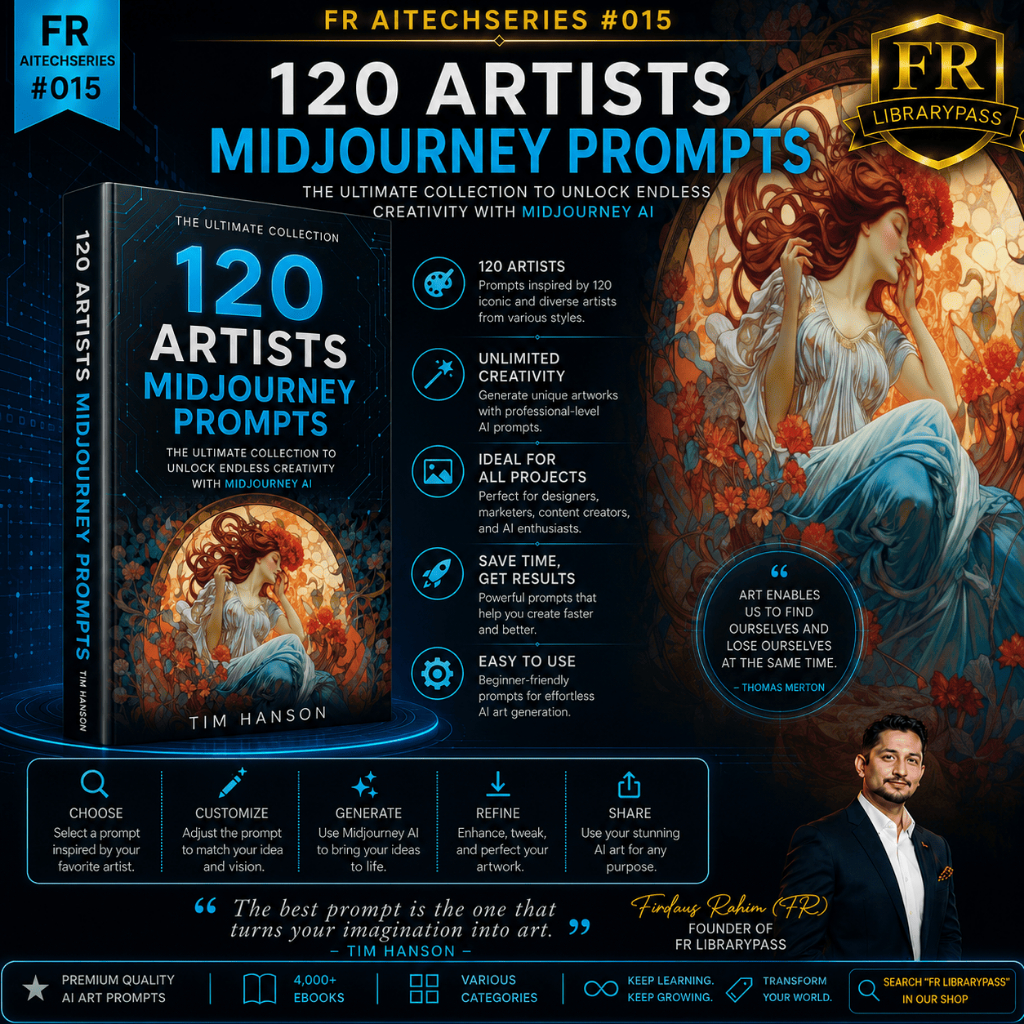 FR AITechSeries #015 | 120 Artists Midjourney Prompts | English PDF | AI Art Prompt Collection
