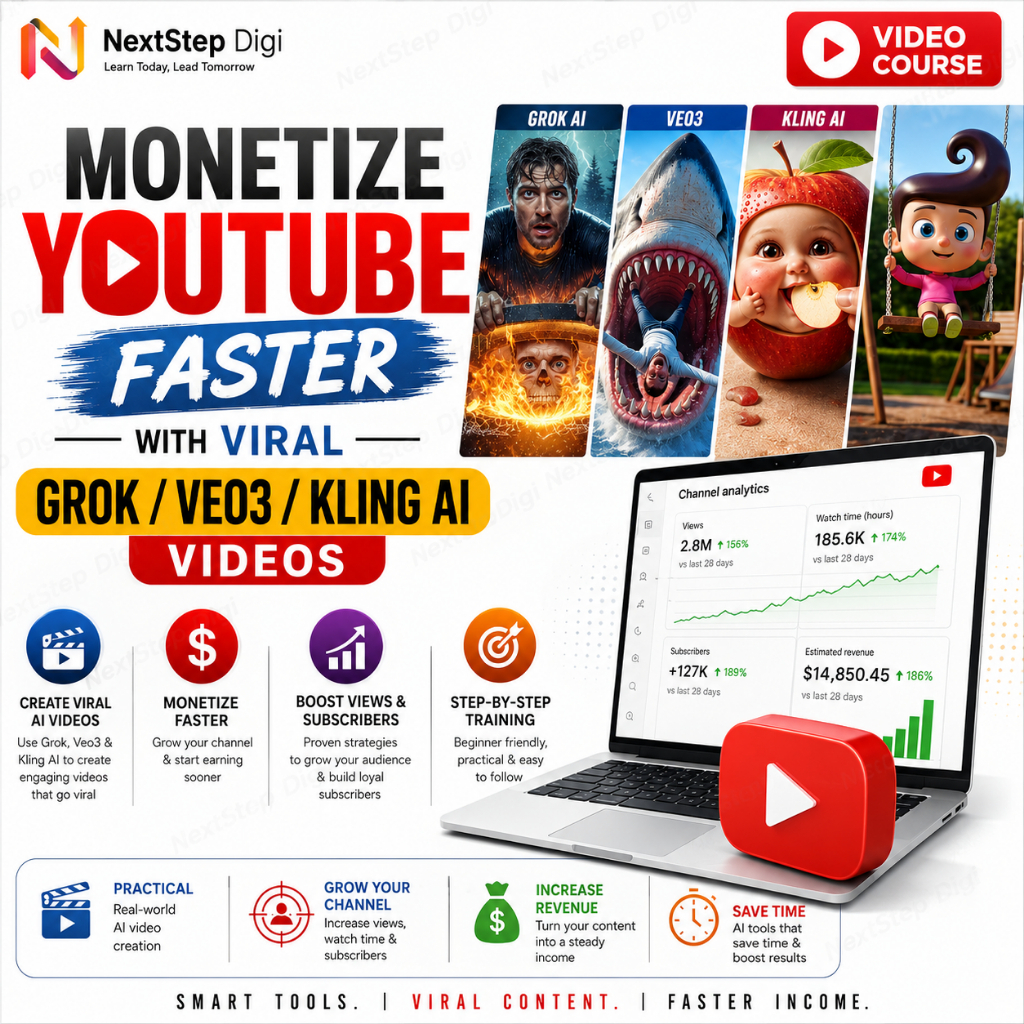 🔥INSTANT🔥 Monetize YouTube Faster with Grok Veo3 Kling AI Videos 2026 | 95 Lectures Video Course | TikTok Monetization
