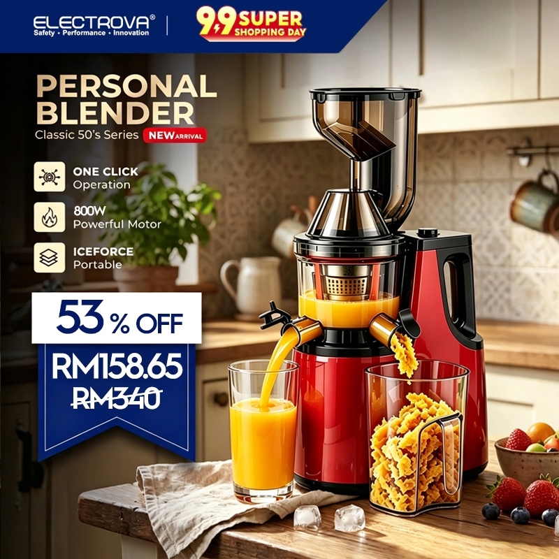 Electrova Personal Blender | 500ml BPA-Free Cupx2 | 6-Leaf Blade | 2 Blending&Travel Cups | Detachable Design Mesin Jus