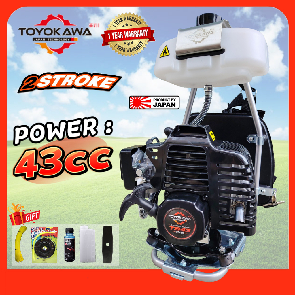 TOYOKAWA JAPAN TB43 PRO 43cc 2-Stroke Backpack Brush Cutter Grass Cutter Mesin Rumput Mesin Potong Rumput