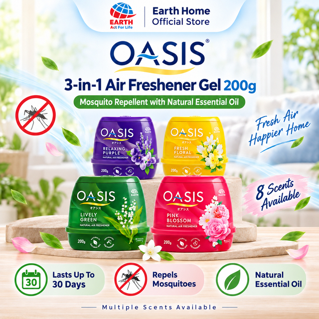 OASIS Air Freshener Gel Mosquito Repellent With Natural Essential Oil Pewangi Rumah 200g