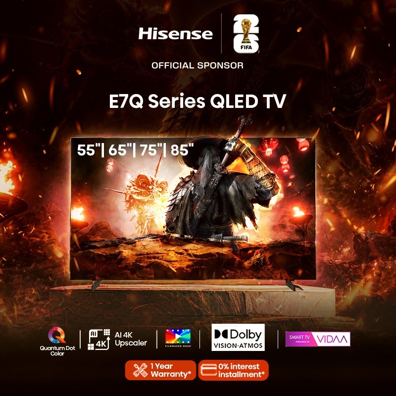 Hisense 55-75 inch 4K Quantum Dot ULED AI TV E7Q- QLED / Dolby Vision Atmos/HDR10/AI 4K /120 HRR
