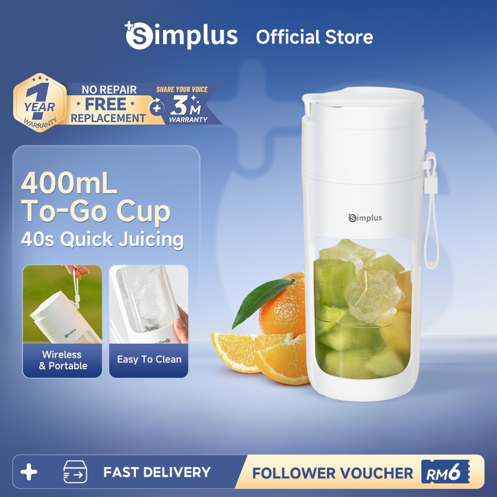 Simplus Juice Cup 400mL | Portable Blender | 12 Blades | Type-C Charging | Kisar Buah Mudah | Mudah Dicuci | ZZJH008