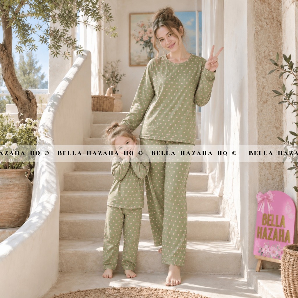 (BELLAHAZAHA) (LONG SLEEVE) SET PYJAMAS SEDONDON IBU DAN ANAK