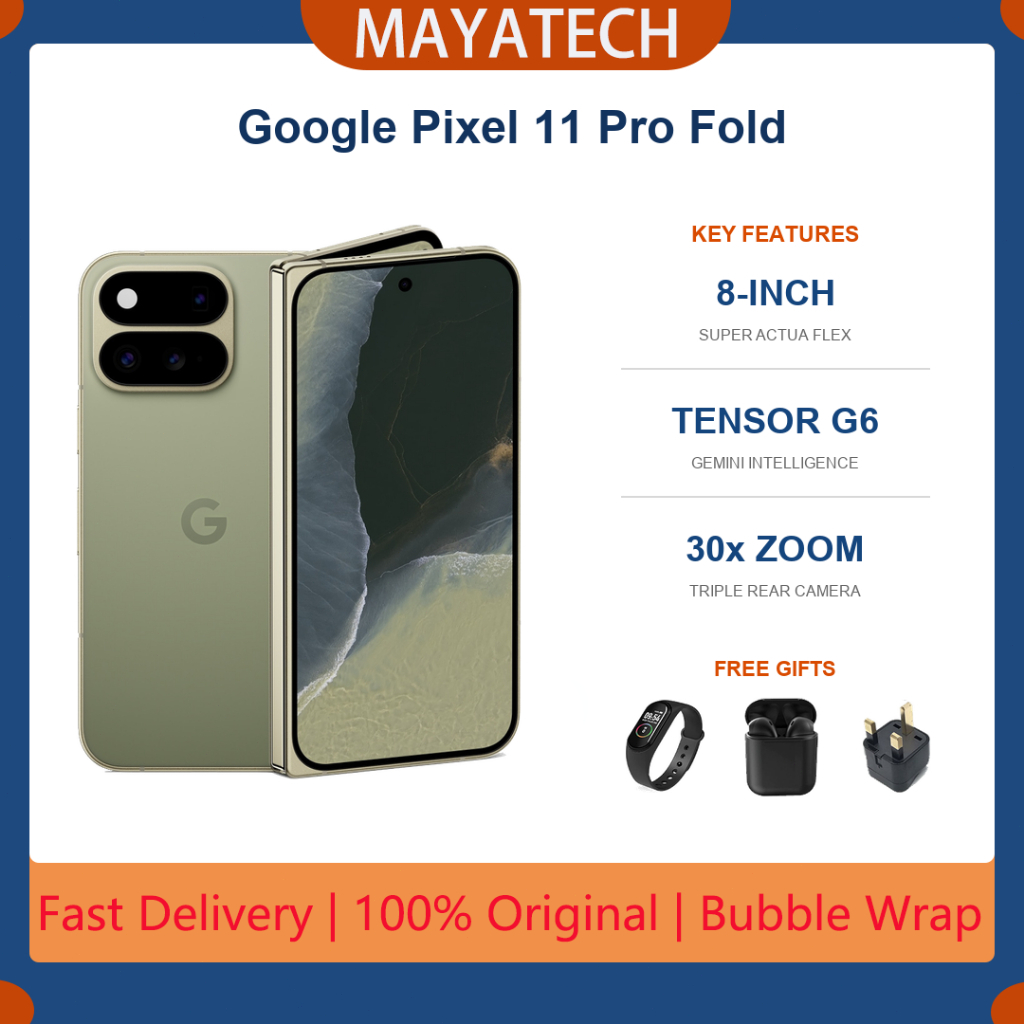 Google Pixel 11 Pro Fold 5G Smartphone, 8" Super Actua Flex Display, 30x Zoom, Night Sight, Gemini AI, 256GB Storage
