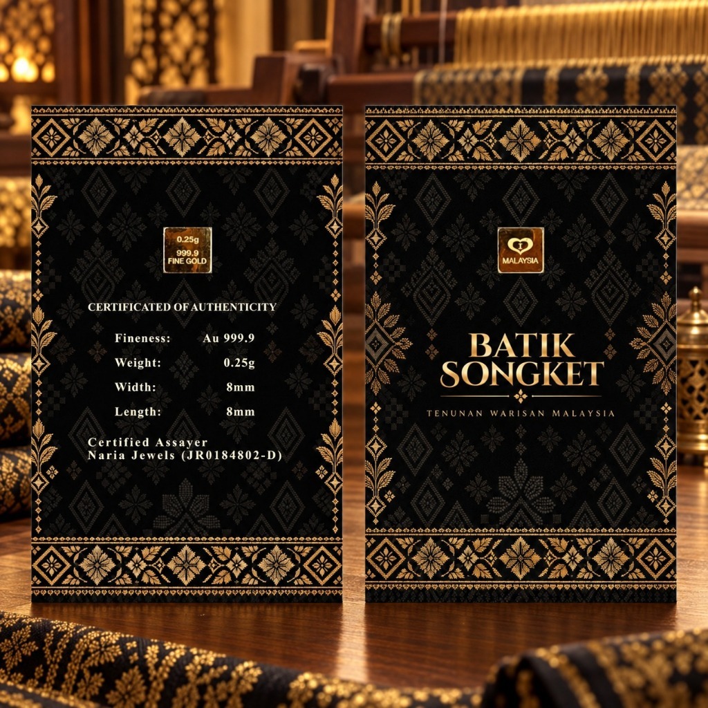 Naria 999.9/24K Gold Bar 0.25gm Batik Songket Design Emas Tulen Gold Investment&hellip;