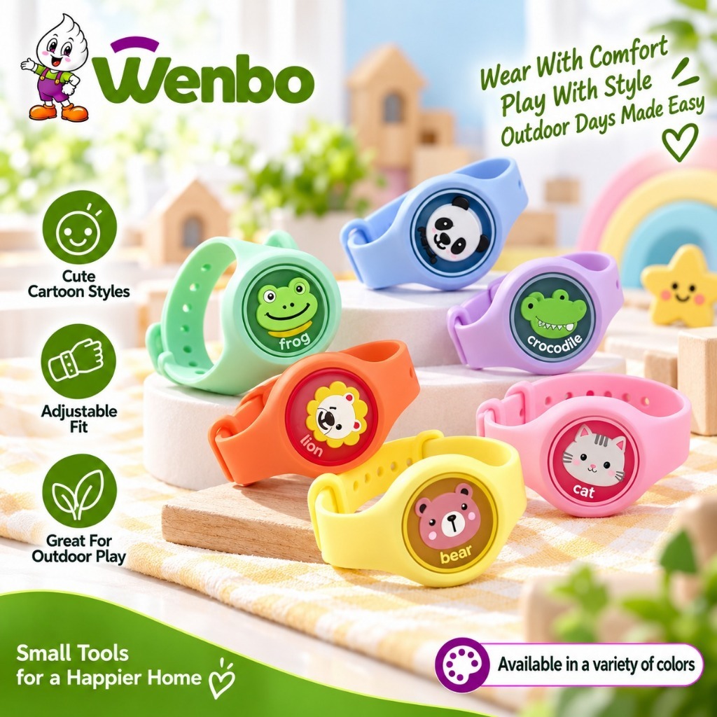 Wenbo [Toy] Jam Tangan Cartoon Flash Watch Natural Mosquito Repellent Watch Bracelet Flashing LED Light Watches Children