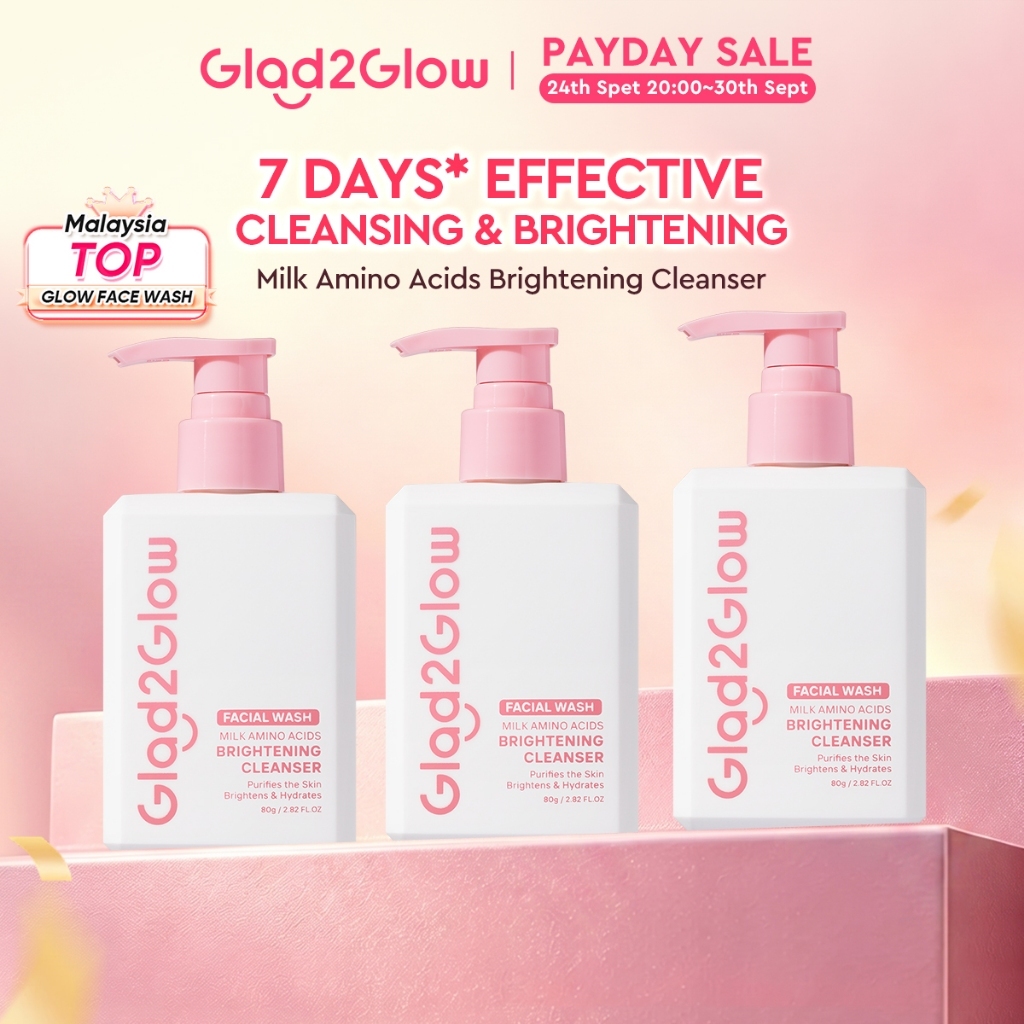 [LIVE EXTRA]Glad2Glow Milk Amino Acid Gentle Facial Cleanser Hydrating Oil Control Glowing Face Wash Pencuci Muka Clean