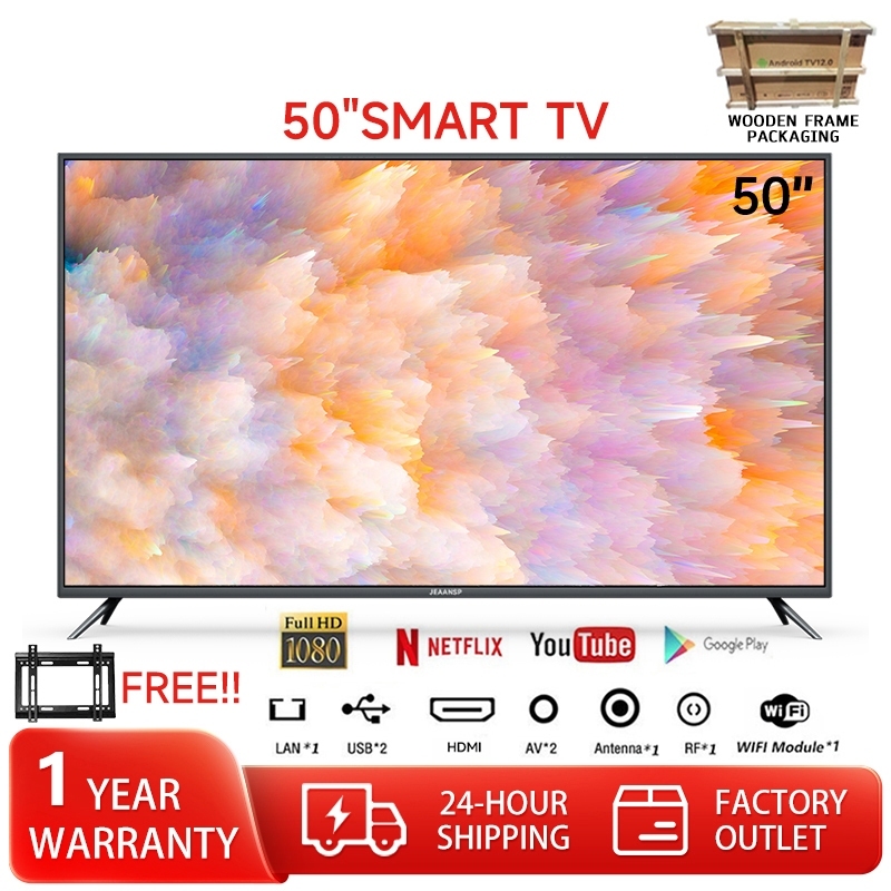 50 55 inch Smart TV 2K 1080P 65 75Inch 4K UHD Android 14.0 Voice Remote Control GooglePlay/Netflix