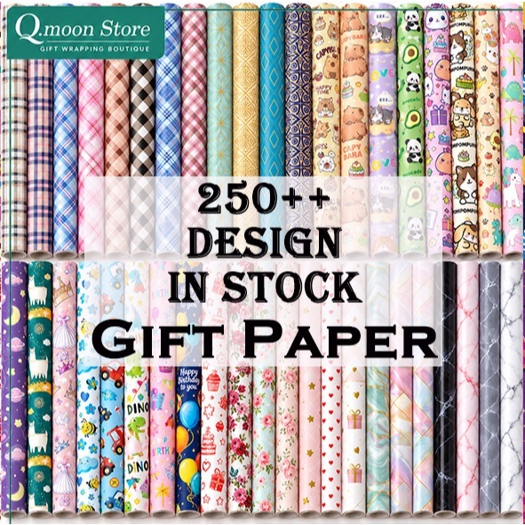 Q Moon Gift Wrapping Paper 200+ Designs Birthday Kids Floral Love | Kertas Balut Pembalut Hadiah Present Paper 礼物包装纸