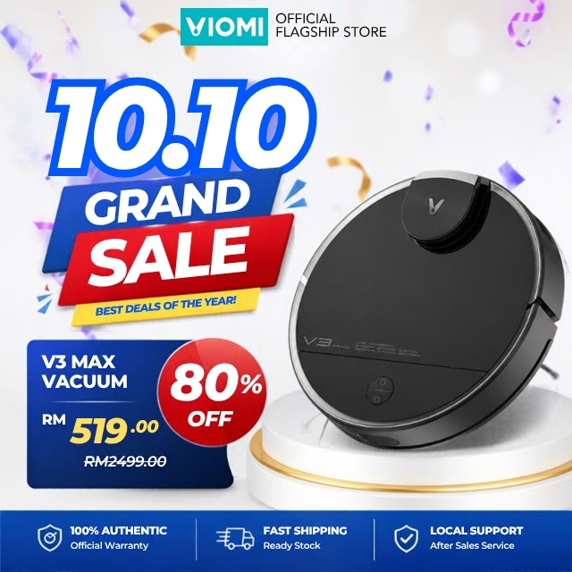 Viomi V3 Max Robot Vacuum Cleaner | 3-in-1 Functions | Laser Navigation Tech | Xiaomi - 1 Year Warranty