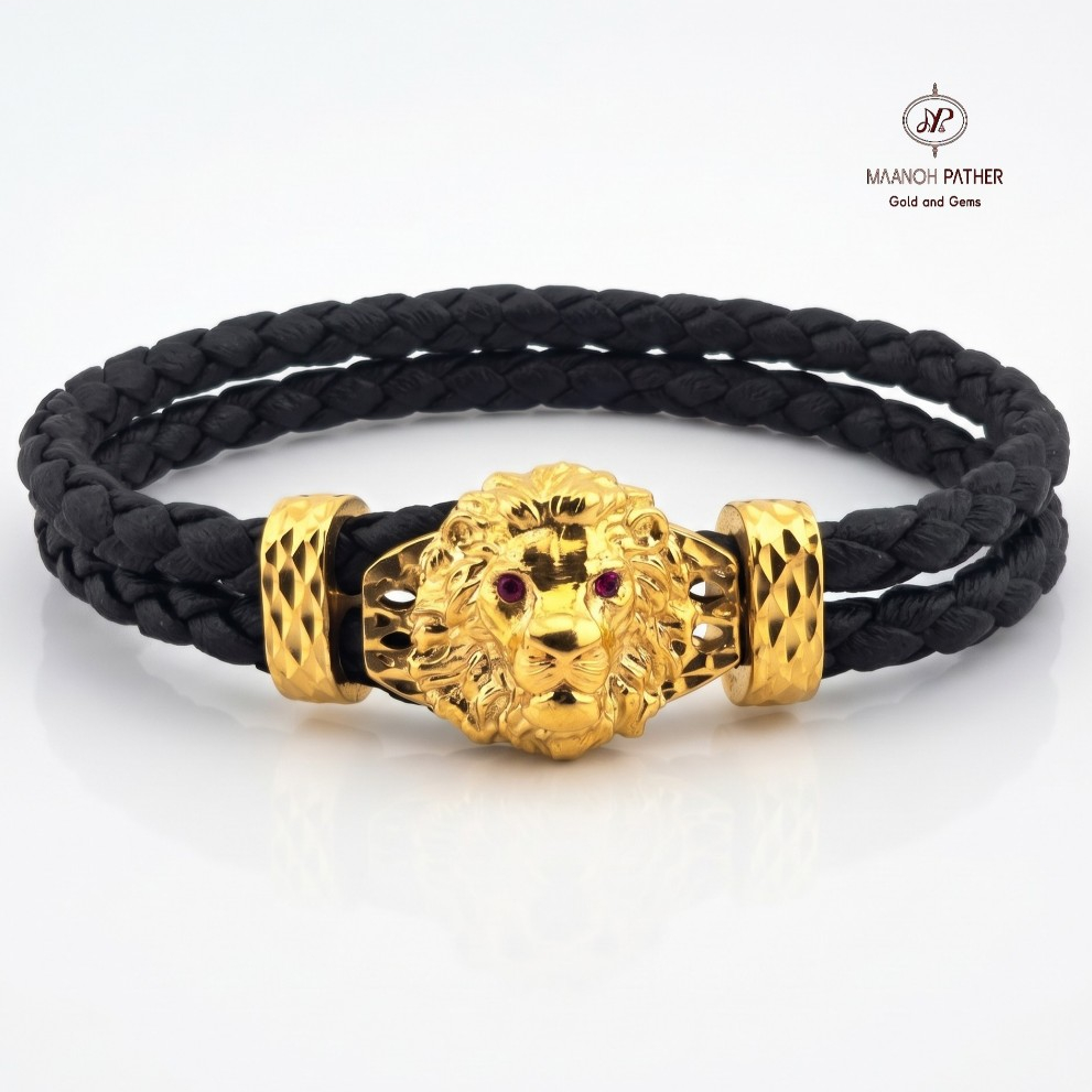 6.87GM-916 GOLD MEN BRACELET-916 LION BRACELET-916 BRACELET-916 LION RANTAI TANGAN-916 MEN RANTAI TANGAN-MAANOH PATHER