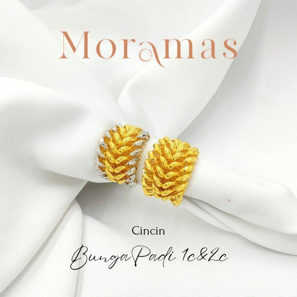 Moramas Dubai Paddy Ring 916 Gold/Cincin Bunga Padi 1C & 2C Emas 916/稻谷戒指916金