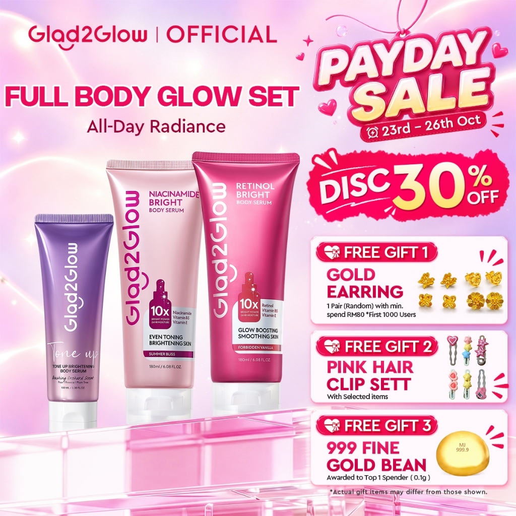 [ Live Extra 25%Disc ] Glad2Glow Tone Up Brightening Body Serum100ml Body Lotion Whitening Cream Instant Glow Like Perfu