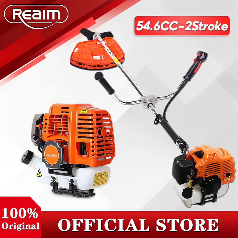 REAIM Mesin Potong Rumput Straight Shaft 2/4 Stroke Brush Cutter Gasoline Grass Cutter Lawn Mower