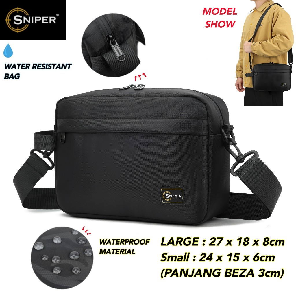 SP007) Kualiti Tinggi SNIPER  3 IN 1 Water Resistant Beg Silang beg tangan sling bag clutch bag Waterproof Zipper Cover