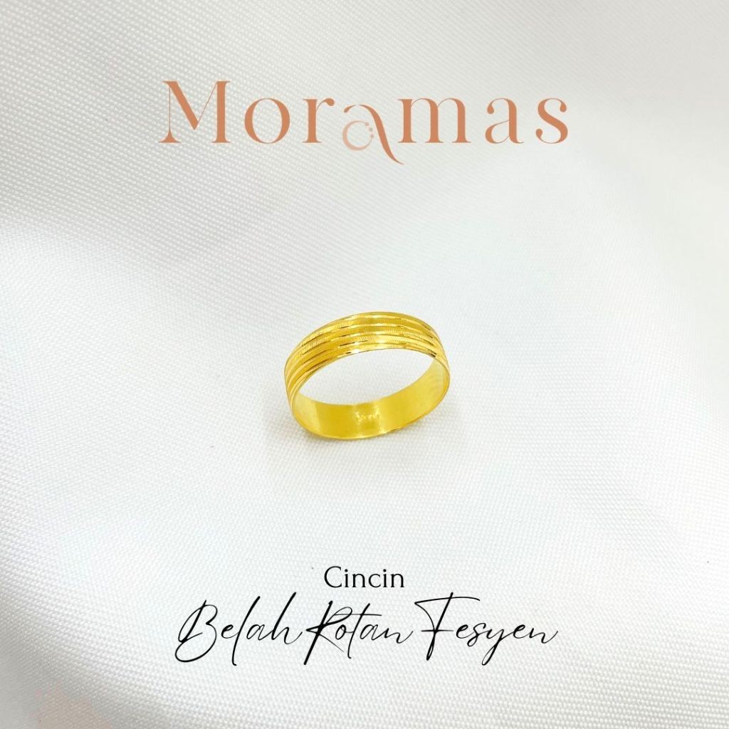 Moramas LINED Bond Ring 916 Gold/ Cincin Belah Rotan PEMBARIS Emas 916/ 圆型戒子916金 #Couple Ring