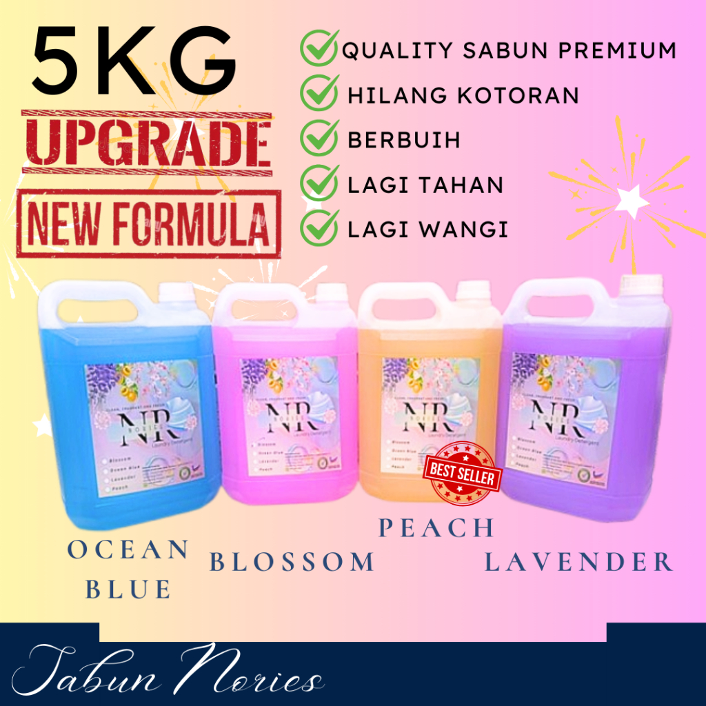 NEW Upgrade Formula Sabun Dobi Pewangi Nories 5kg DIRECT KILANG (Laundry Detergent) Ready Stock Janji Bersih, Berbuih
