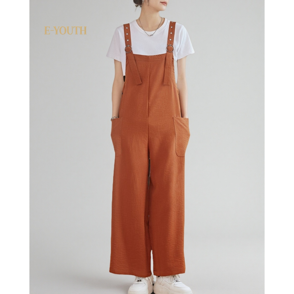 Eyouth 1518 Women’s Adjustable Strap Jumpsuit | Relaxed Wide-Leg Overalls