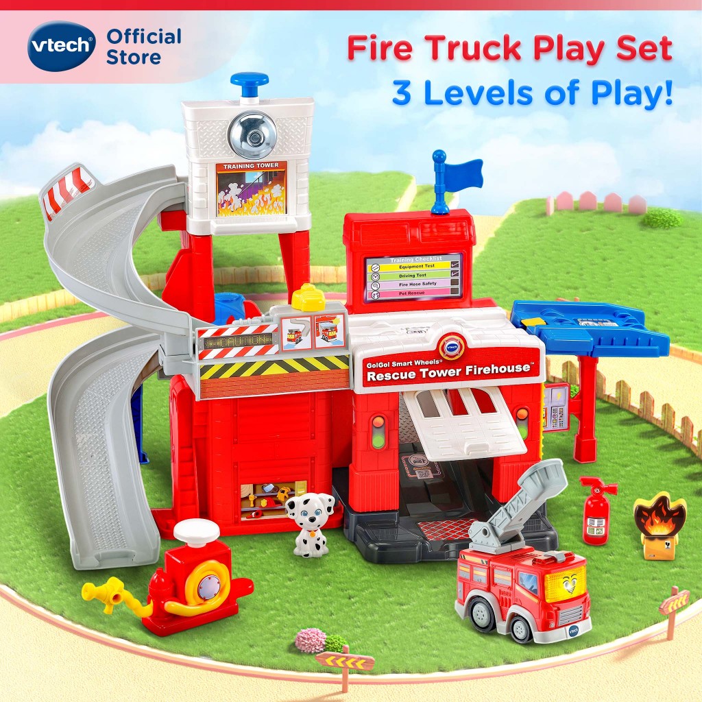 VTech Save The Day Fire Station Vehicle Playset Go! Go! Smart Wheels Fire Truck Kids Boys Girls Car Toys 1-5 Years