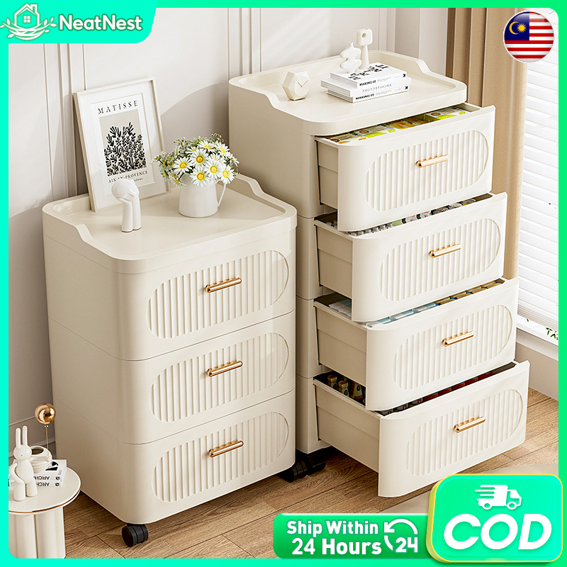 Drawer Storage Cabinet Moveable Night Stand L35/42/52cm Plastic Durabox Cabinet Drawer With Pulley Bedroom Bedside 床頭櫃