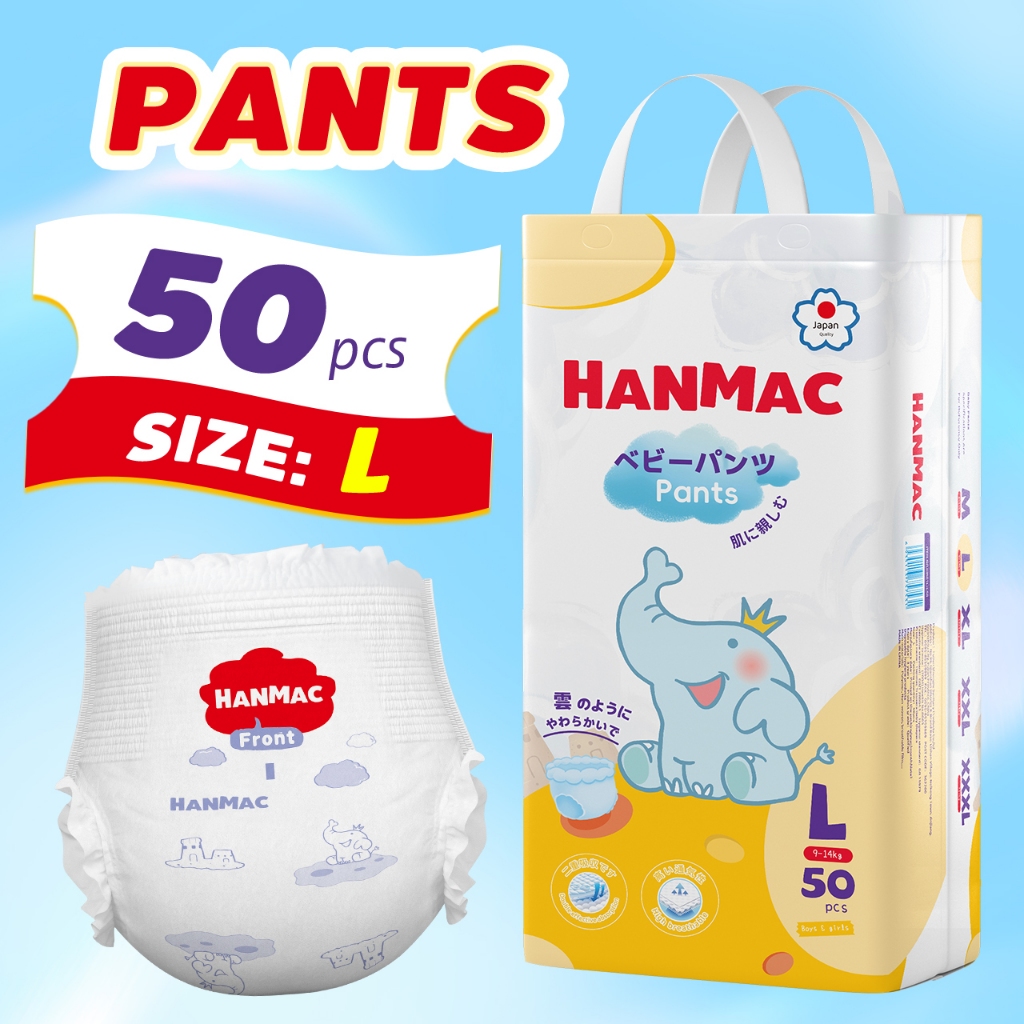 Hanmac 50PCS Premium Baby Diaper Pants pull-ups Ultra-thin and breathable All size S/M/L/XL/XXL/XXXL