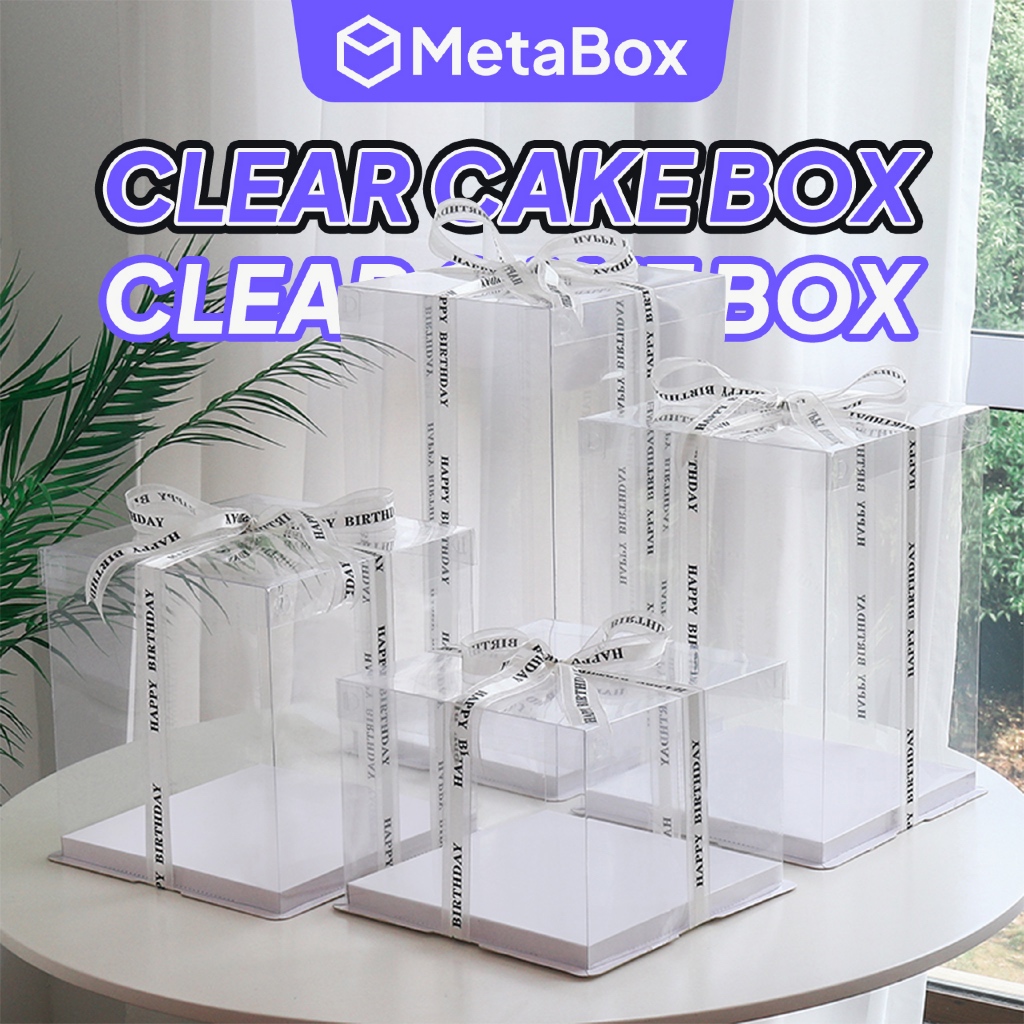 Kotak Kek Hantaran Transparent Cake Box Clear Plastic Gift Box Packaging Hadiah Display Box Birthday