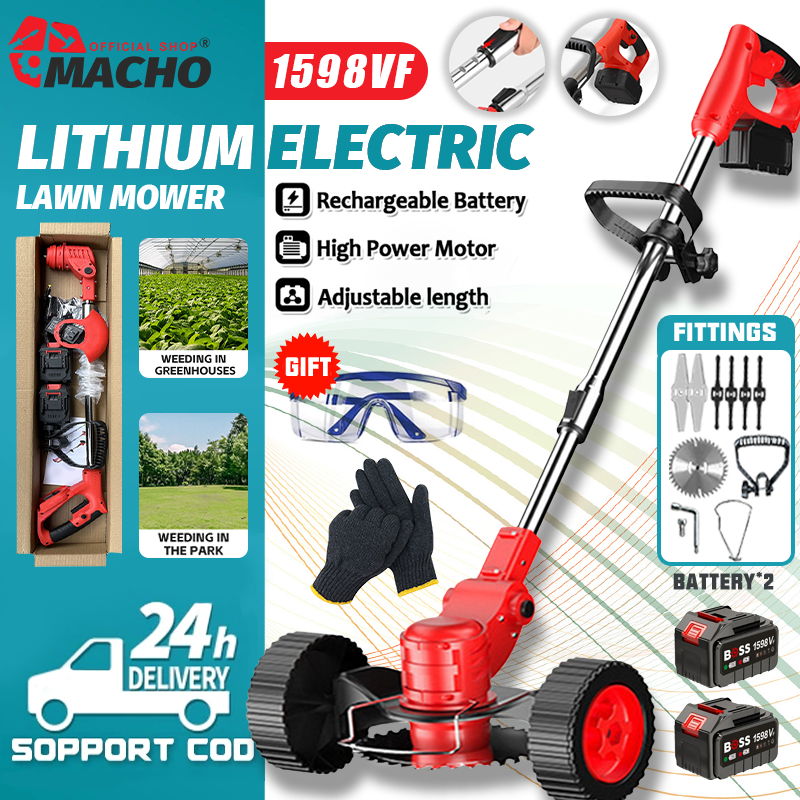 Mesin Rumput Bateri Heavy Duty Mesin Potong Rumput Dengan Roda Latihan Lawn Mower 20000RPM 割草机