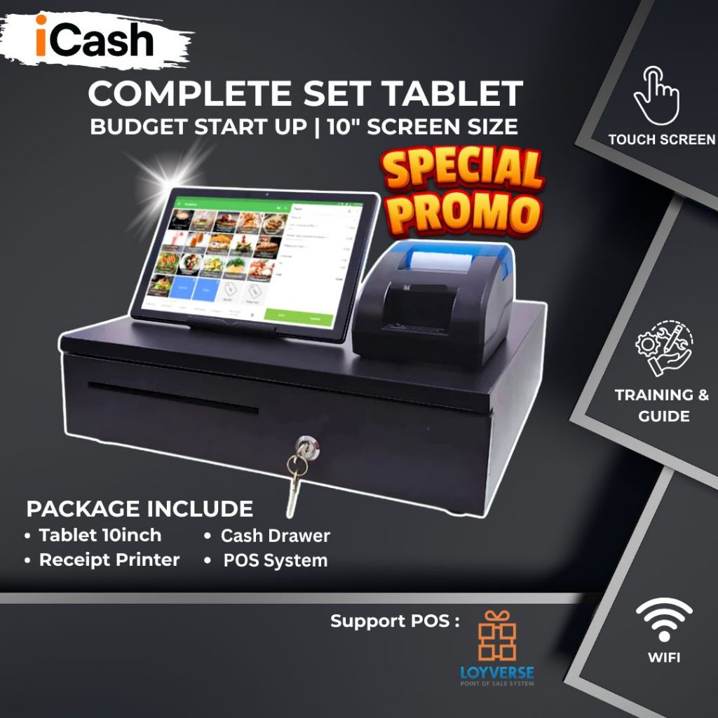 Mesin Cashier Digital POS System Tablet Printer Cash Drawer E Invoice LHDN