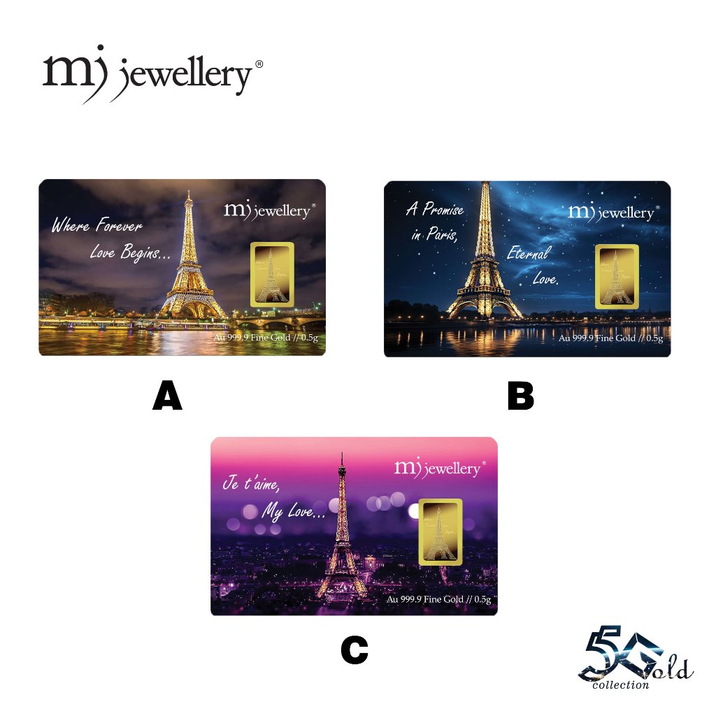MJ Jewellery 5G Gold Collection 999.9/24K Eiffel Tower Series Gold Bar F31&hellip;