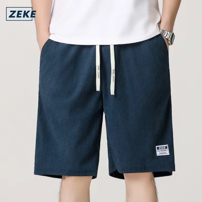 ZEKE B0025 Men's Solid Color Corduroy Loose Shorts With Pockets Suitable For Sports