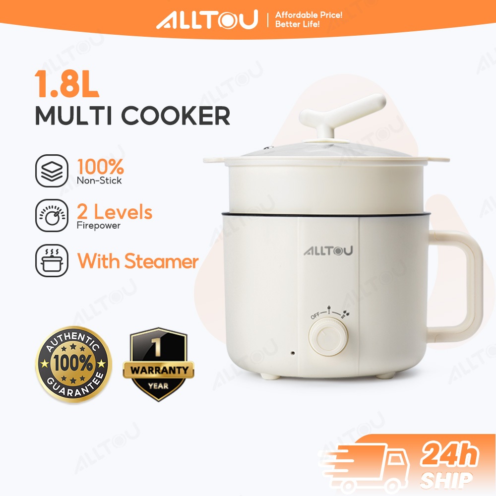 ALLTOU Electric Cooker 1.8L Mini Pan with Steamer Multi-function Periuk Non-Stick Hot Pot Noodles Cooker 电煮锅 泡面锅