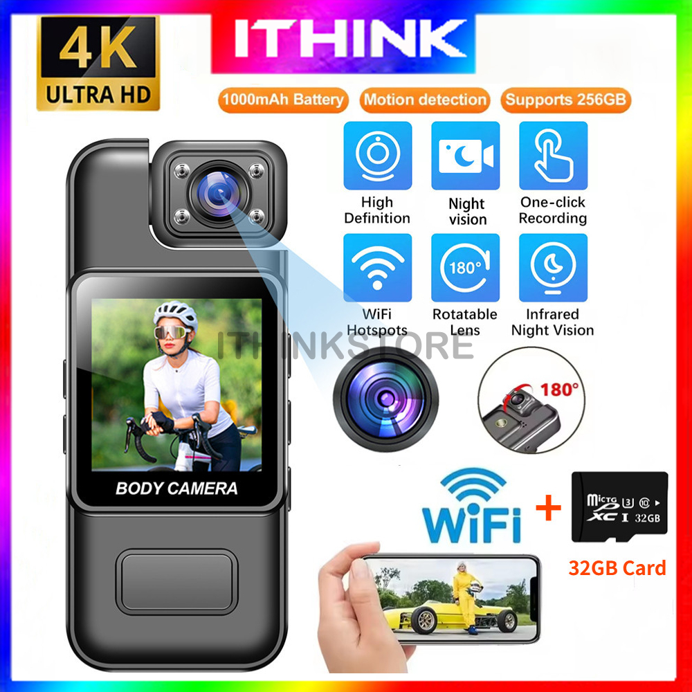 4K Ultra HD WiFi Mini Camera Digital Video Recorder Sport Body Cam Infrared Night Vision for Police Motor 运动相机