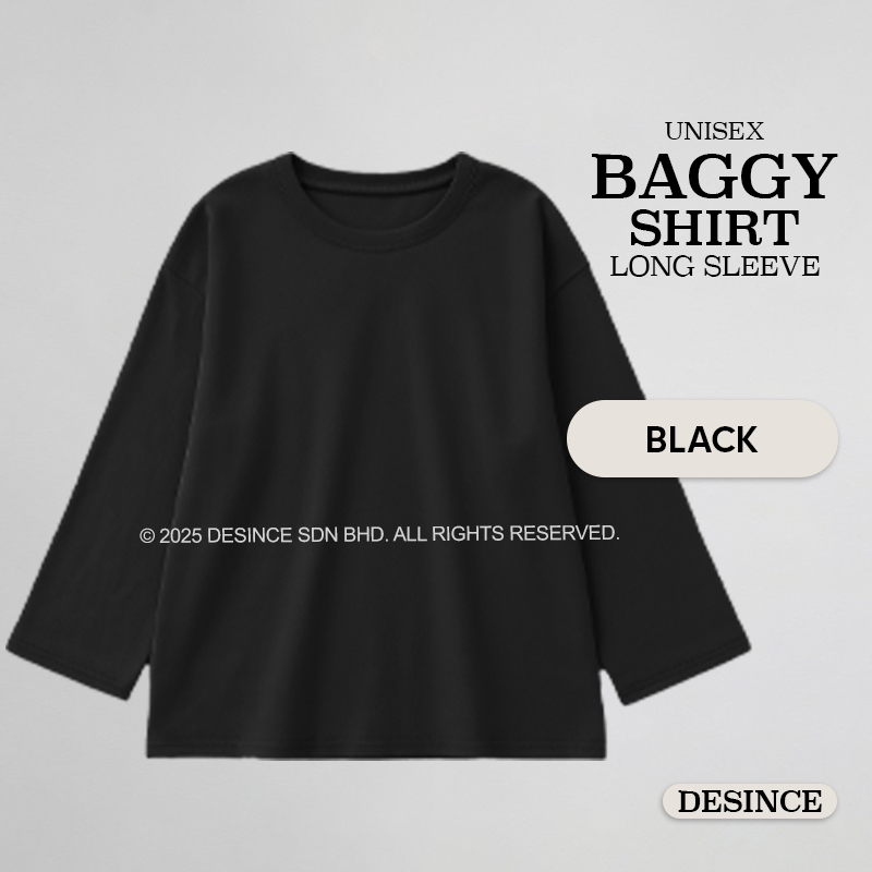 ?? DESINCE Men Long Sleeve T-shirt Loose Cut Blouse Woman Solid Color Long Tees Baju Lengan Panjang Men WT 060