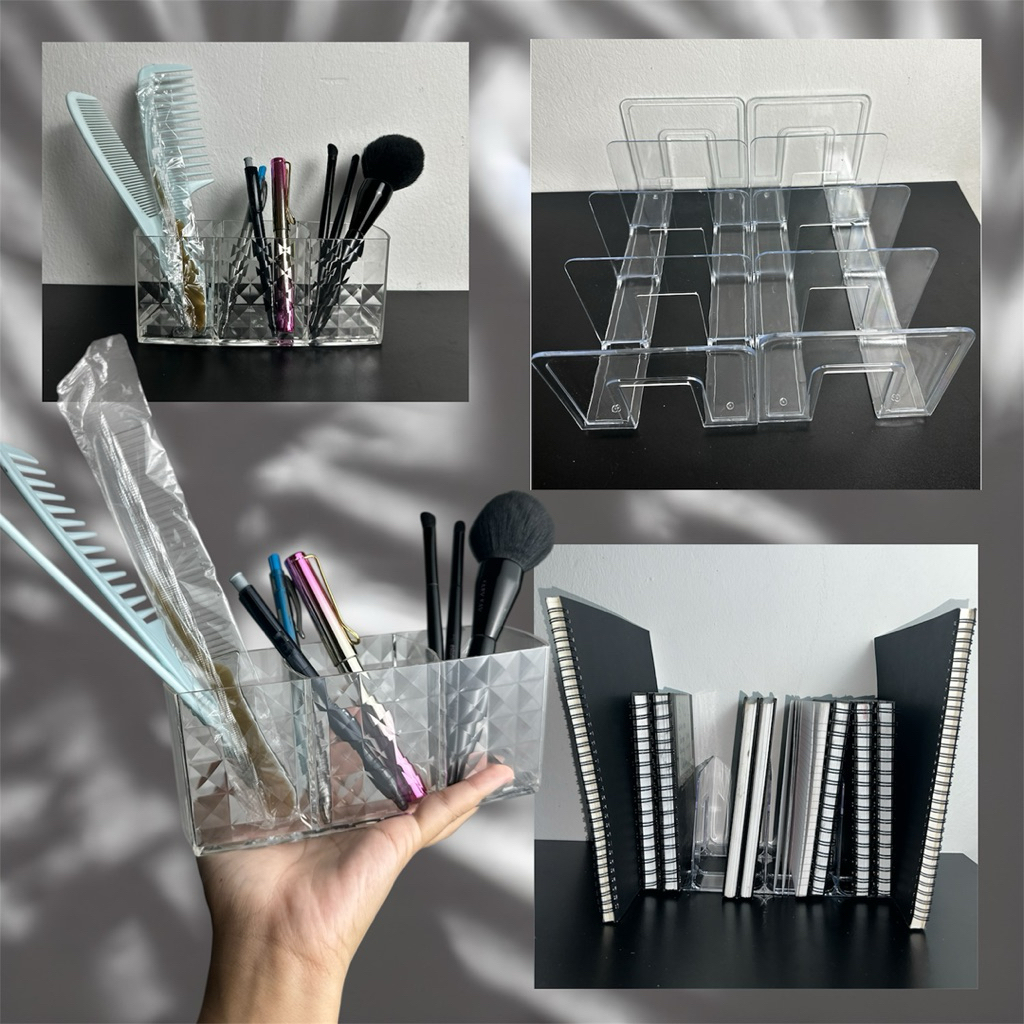 rak buku (2PCS) and bekas untuk berus makeup / alat tulis (1PCS)
