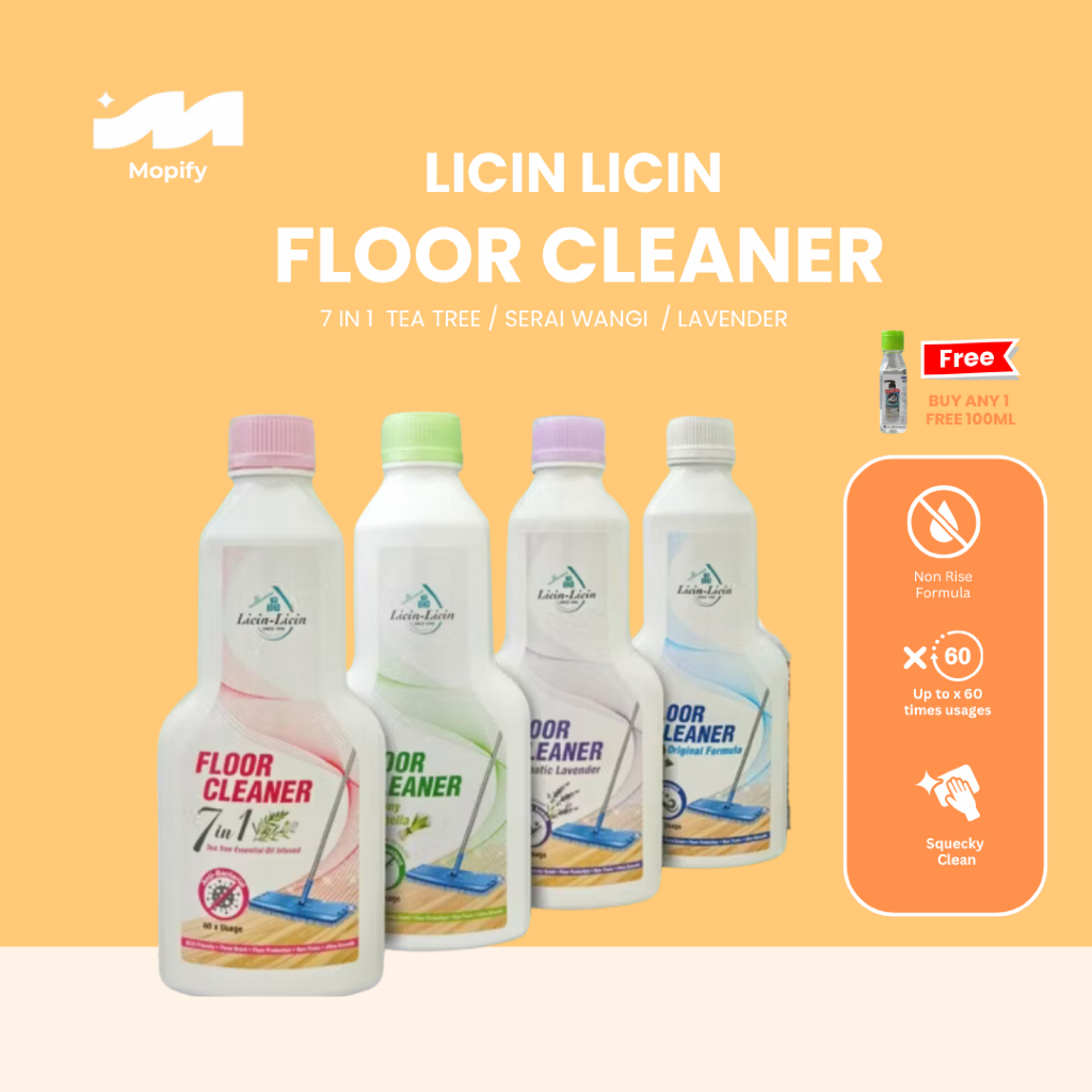 < BUY 1 FREE 100ML > LICIN LICIN FLOOR CLEANER : 7 IN 1 TEA OIL / SERAI WANGI / LAVENDER ( 900ML )