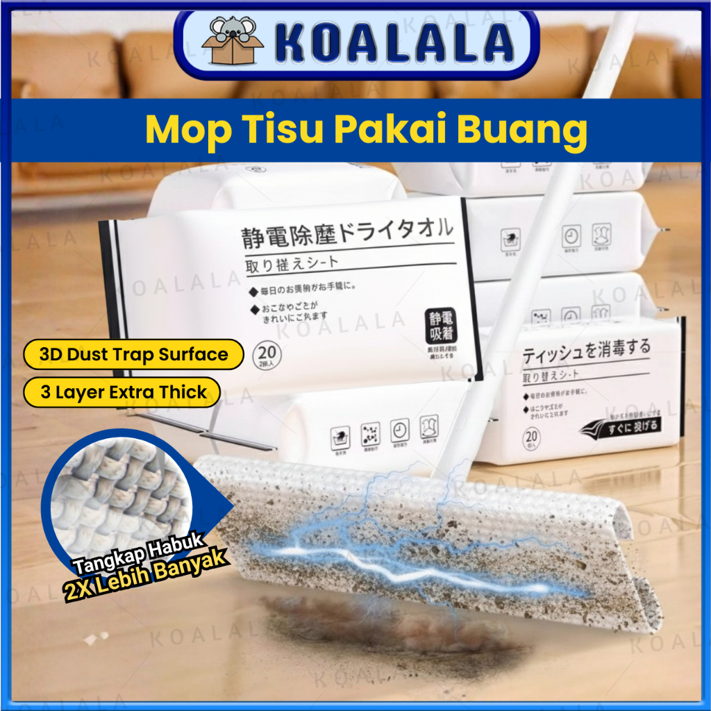 Electrostatic Flat Mop Tisu Pengelap Lantai Mop Tisu Dust Removal Paper Disposable Wet Tissue 静电拖把
