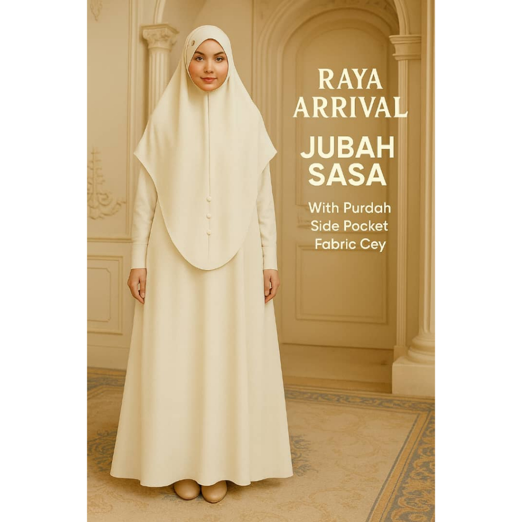 ✨ Raya Arrival – Jubah Sasa Full Set ✨ Free Gift Purdah