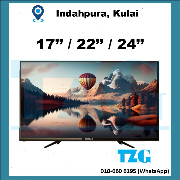 DAWA (KULAI) 17'' / 22'' / 24'' LED TV WITH DVB-T2 USB HDMI VGA USE AS TV MONITOR CCTV