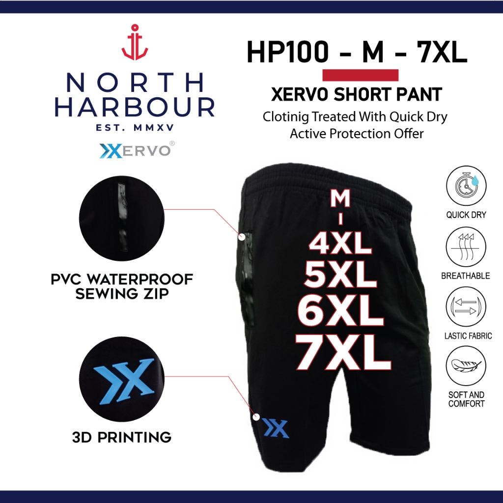 North Harbour Short pant M-4XL 5XL 6XL 7XL Sport Pant Seluar Sukan Pendek XERVO Training Gym Fitness Short Sportswear