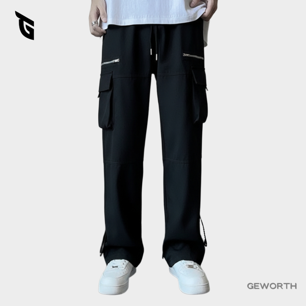 GEWORTH Men Cargo Pants Long Pants Classic Straight Cut Trousers Multi Pocket Loose Man Pants Seluar Cargo Slack