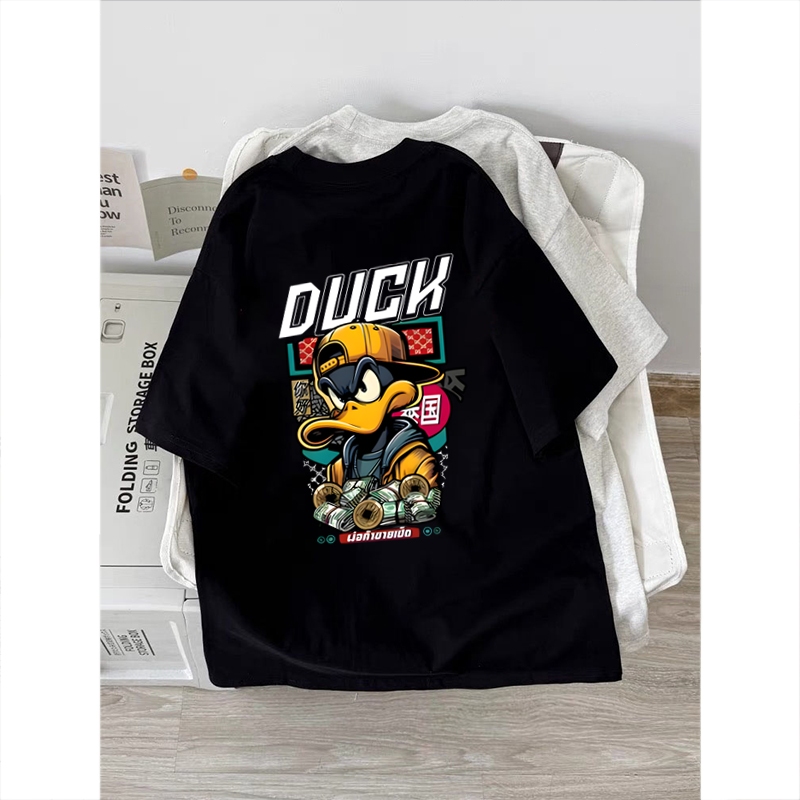Amerika style women clothing | Oversized Crew Neck T-shirt 100% cotton | duck print  stylish casual tops y2k