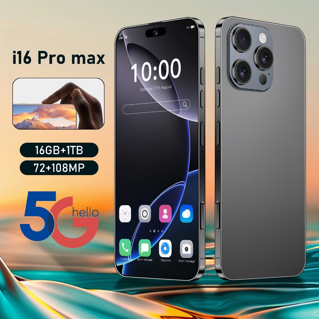 I16 Pro Max Smartphone 16GB+1TB 7.3inch 8000mAh Cellphone Dual Card Wifi GPS  Android Phone