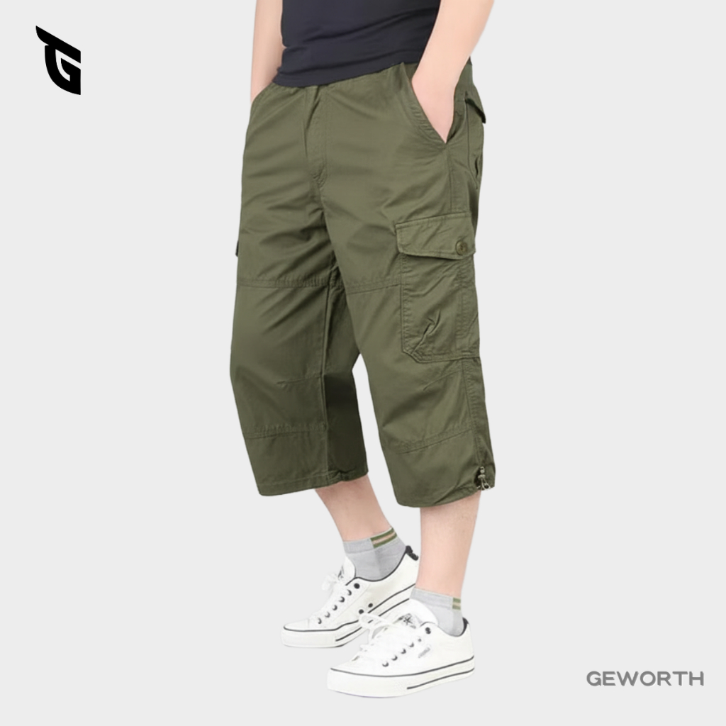 GEWORTH Tactical Cargo Pants Shorts for Men M-5XL Free Belt 3/4 Kargo Pants