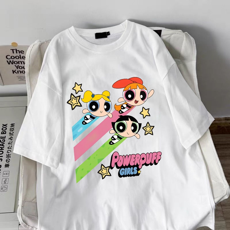 Amerika style women clothing | Oversized Crew Neck T-shirt 100% cotton | The Powerpuff Girlsprint stylish casual tops