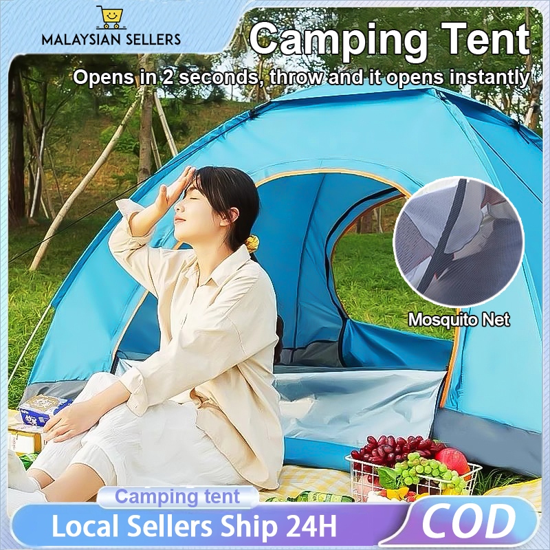 1-4 Khemah LuarOrang Khemah Perkhemahan Khemah Keluarga Automatik Double Layer