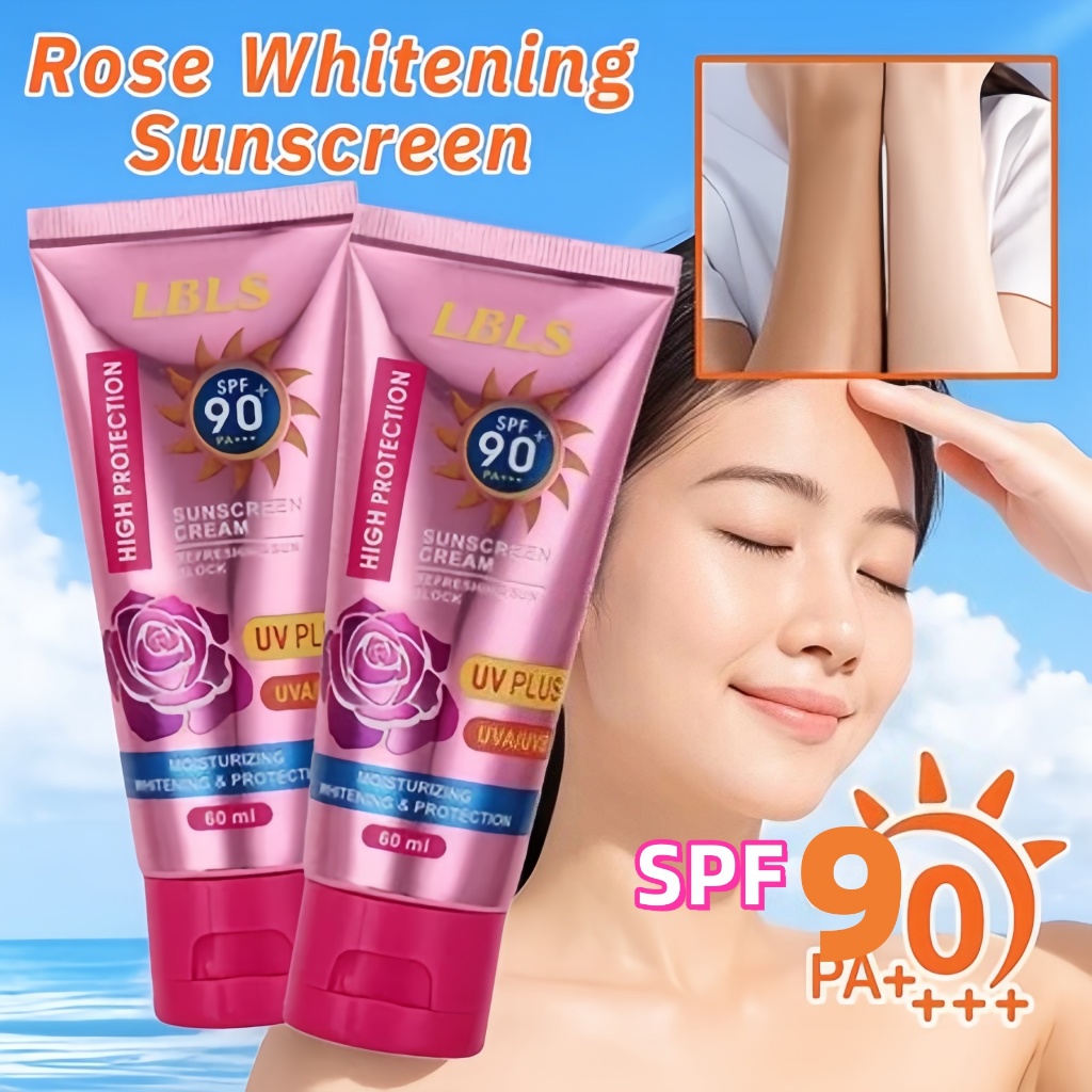 Rose Sunscreen Cream Spf 90+ High Protection Uv Plus 60ml Sunscreen Refreshing Sun Block Skincare 面部身体防晒霜