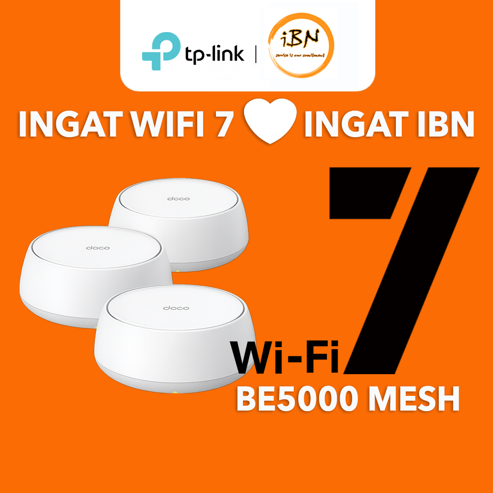 TP-Link Deco BE25 BE5000 WiFi 7 Mesh Seluruh Rumah – Dikuasakan AI, HomeShield (1/2/3 Unit)